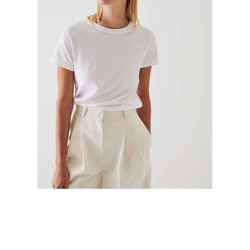 NEW PATRICK ASSARAF short sleeve iconic fitted crew top in white
